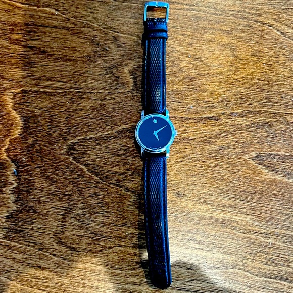 Movado Black and Silver Men's Watch